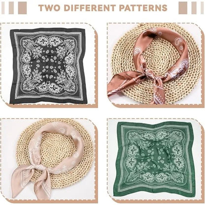 Women Paisley Satin Scarf Lightweight Sun Protection Shawl - Smarsty
