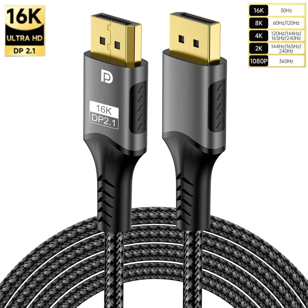 16K DisplayPort Cable 80Gbps High Speed for Gaming - Smarsty