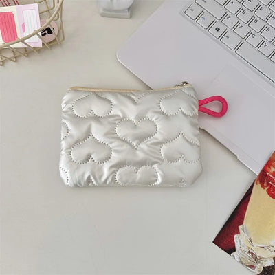 Silver Bow Pattern Coin Purse Women Wallet Zipper Pouch - Smarsty