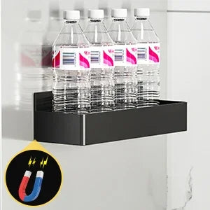 Strong Magnetic Shelves 2 Layers Black White Storage Rack Kitchen Plastic Spice Seasoning Organizer for Refrigerator Microwaves by Smarsty