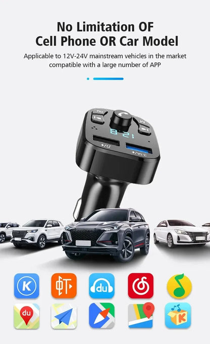 Car Bluetooth FM Transmitter Dual USB Fast Charger - Smarsty