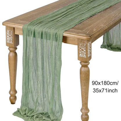 Sage Semi-Sheer Gauze Table Runner for Elegant Dining - Smarsty