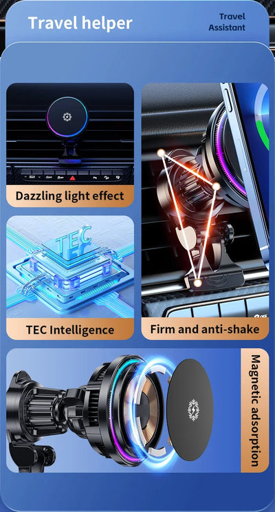 30W Magnetic MagSafe Wireless Car Charger With Cooling - Smarsty