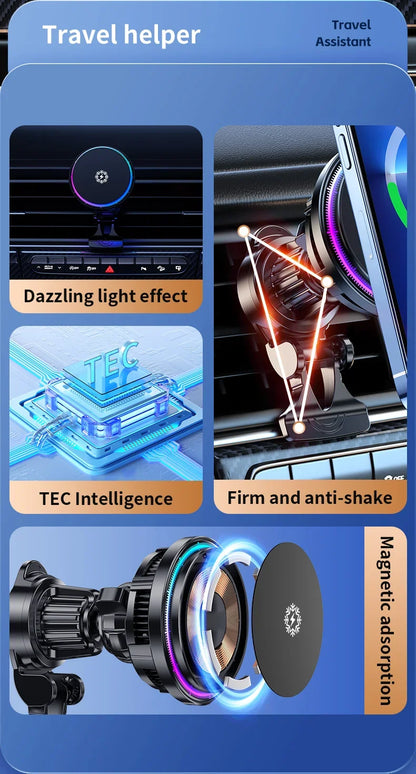 30W Magnetic MagSafe Wireless Car Charger With Cooling - Smarsty