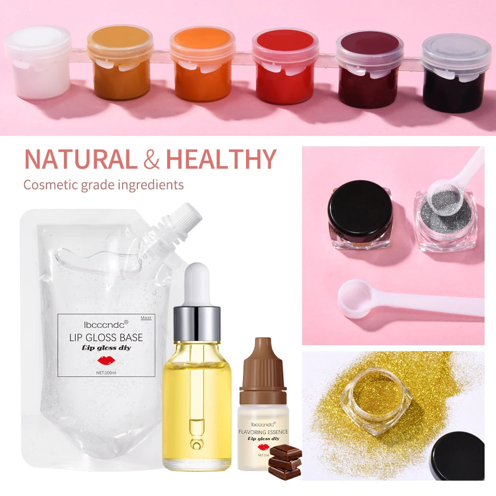 DIY Lip Gloss Making Kit Moisturizing Lip Gloss Base Diy Raw Material Tool Kit Shiny Glitter Lip Tints Glaze Handmade Cosmetics