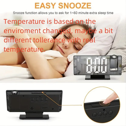 Intelligent Projection Alarm Clock with Large Screen - Smarsty