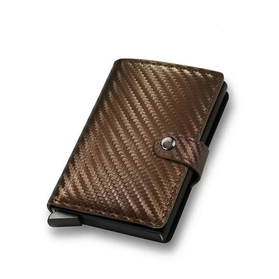 Carbon Fiber Credit Card Holder Wallet Men Rfid Smart Metal Thin Slim Pop Up Minimalist Wallet Small Black Purse Metal Vallet - Smarsty
