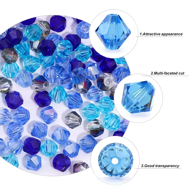 100Pcs 4MM Glass Bicone Beads for Jewelry Making - Smarsty