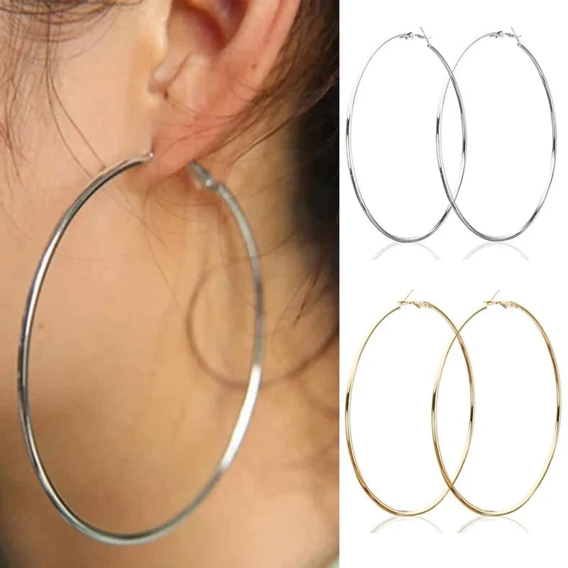 Stainless Steel Hoop Earrings Two Pair Adjustable Sizes - Smarsty