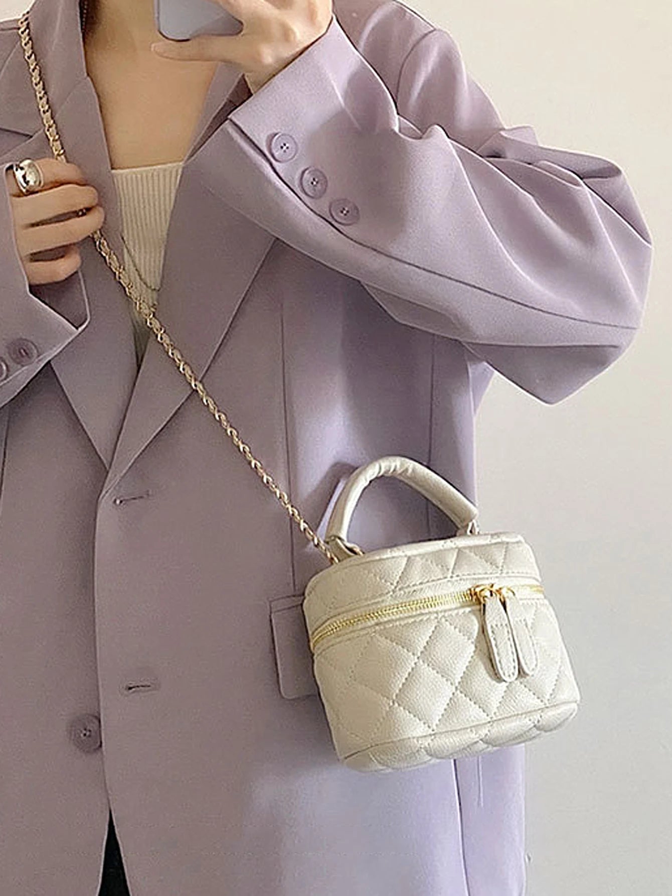 Mini Quilted Crossbody Bag PU Leather Designer Style - Smarsty