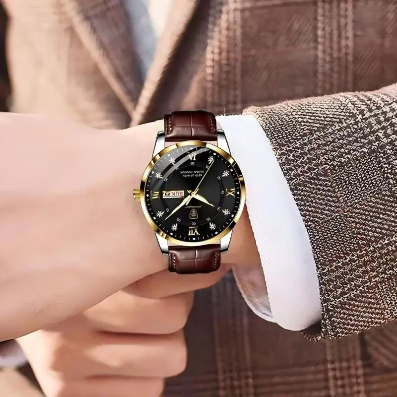 Luxury Waterproof Luminous Leather Quartz Watch for Men - Smarsty
