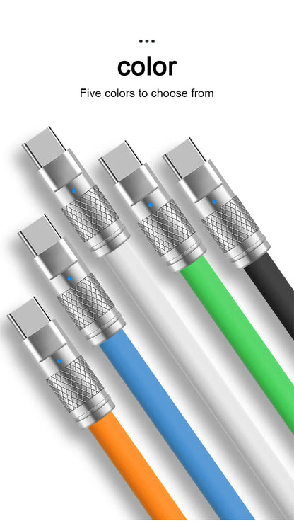 120W 6A Super Fast Charge USB C Liquid Silicone Cable For iPhone 14 15 Huawei Samsung Xiaomi Quick Charger Type-C Data Wire - Smarsty