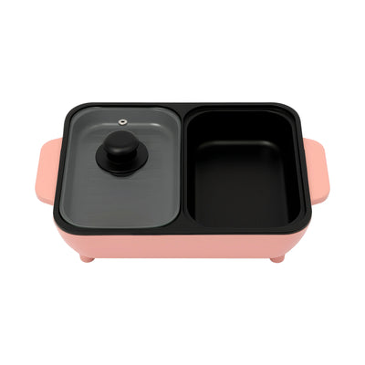 2-in-1 Electric Hot Pot with Griddle Tabletop Non-stick Pan Vegetable Grill Cooker BBQ Shabu Pot Household Noodles Cooking Pot
