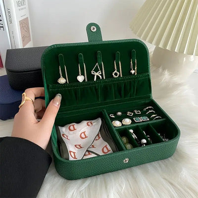Portable Jewelry Organizer Case for Travel with Leather Storage - Smarsty