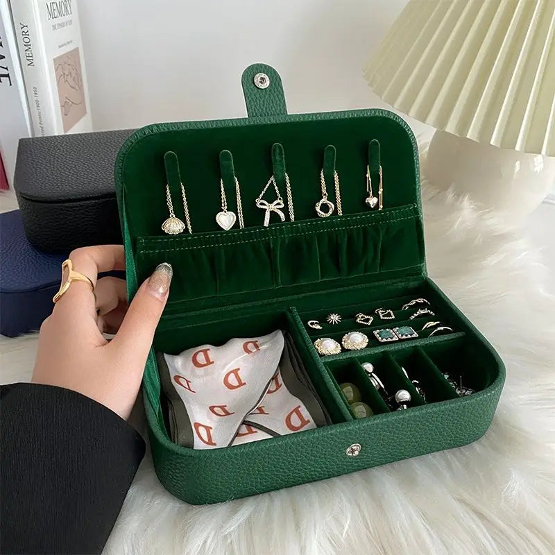 Portable Jewelry Organizer Case for Travel with Leather Storage - Smarsty