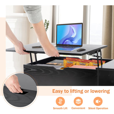 JHK Lift Top Coffee Tables For Living Room 39.37"x19.7" Desk Tea Wood Dining Tables Adjustable Storage Shelf Easy Lift Or Lower
