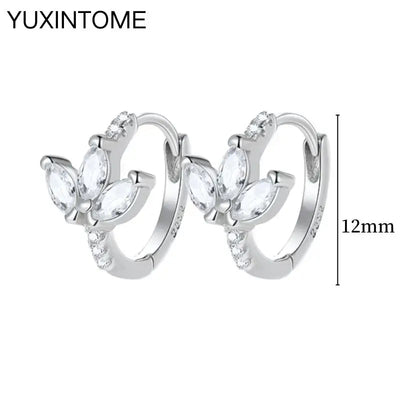 925 Sterling Silver Hoop Earrings White Crystal Luxury - Smarsty