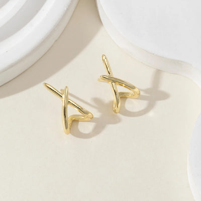 Gold Cross Stud Earrings Dainty Minimalist Lightweight - Smarsty