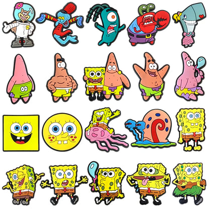 20pcs/set Shoe Charms DIY Spongebob Accessories For PVC Decorations Fit to Bubble Slides Sandals