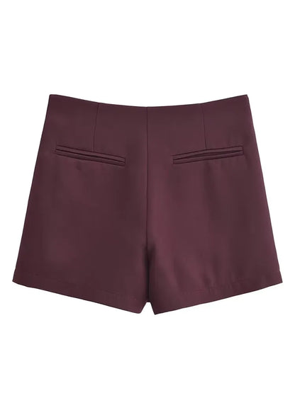 TFMLN New Spring Women Solid Skort Fashion Causal Side Zipper Mini Shorts Skirts Vintage High Waist Streetwear Shorts Skirts - Smarsty