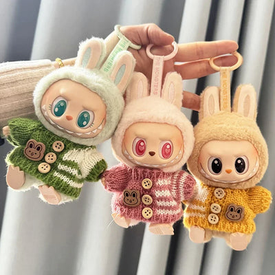 For 15-17 cm v1v2 Labubu Clothes outfit Labubu Sitting Party Bear Label Scarf Hat Bag Dolls Accessories Cute Decoration by Smarsty