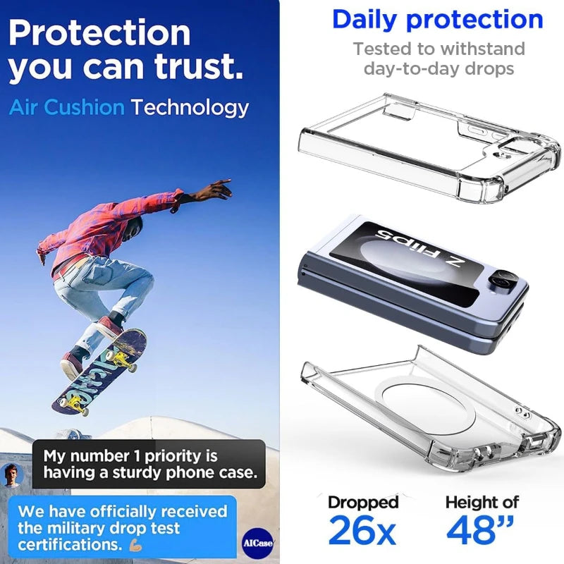 Transparent MagSafe Case With Air Cushion Shockproof Z Flip - Smarsty