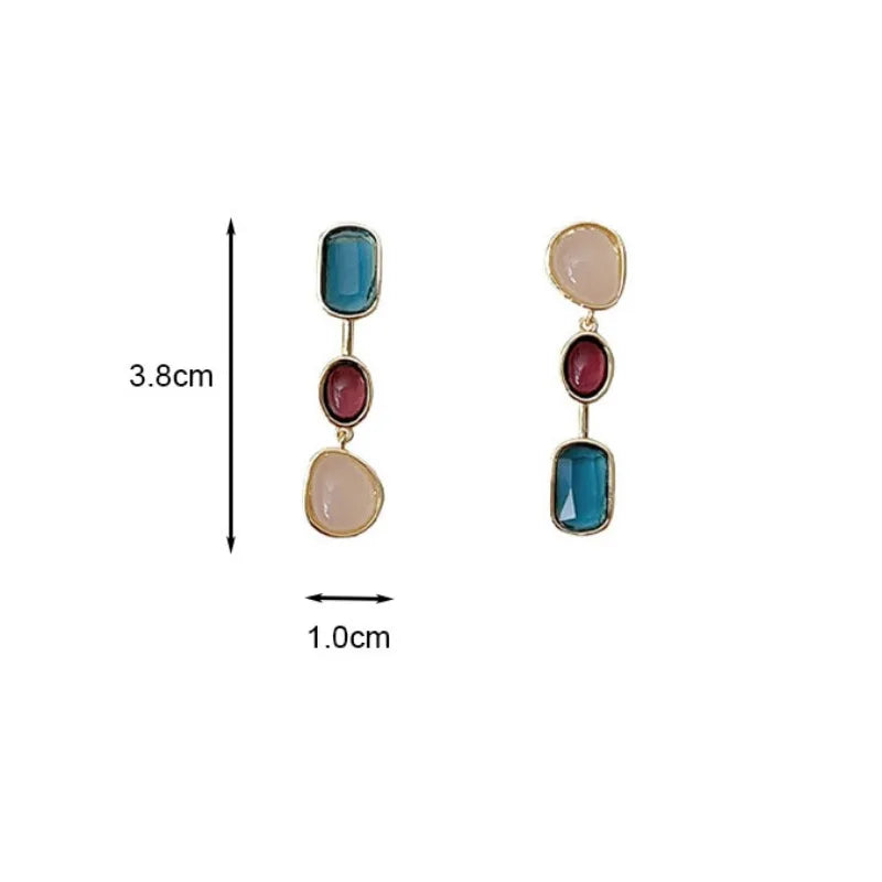 Colorful Asymmetric Resin Earrings for Women Retro Style - Smarsty