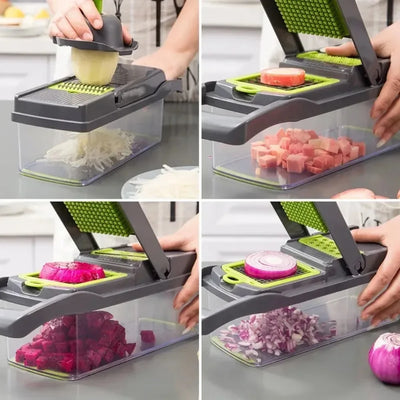 Multifunctional Vegetable Chopper Handle Food Grate Food Chopper Vegetable Slicer Dicer Cut 14/16 in 1 Kitchen Items Cocina by Smarsty
