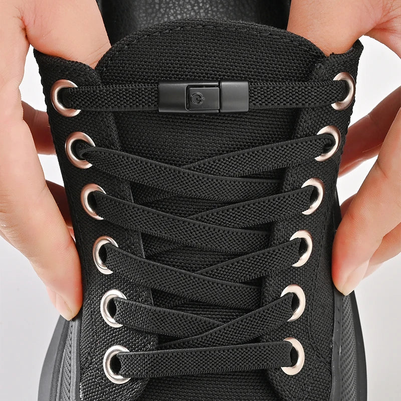 8mm No Tie Shoe Laces Press Lock Shoelaces Without Ties Elastic Laces Sneaker Kids Adult Widened Flat Shoelace for Shoes - Smarsty