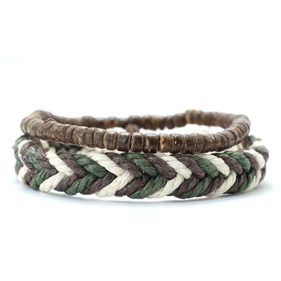 Natural Coconut Husk Wood Bracelet Set for Men - Smarsty