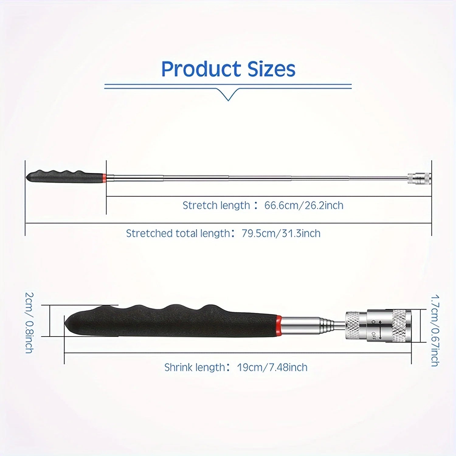 1pc Portable Magnetic Pick Up Tool Extendable Telescopic LED Torch Magnet Rod For Repairing Shop - Smarsty
