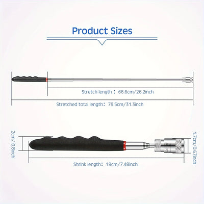 1pc Portable Magnetic Pick Up Tool Extendable Telescopic LED Torch Magnet Rod For Repairing Shop - Smarsty