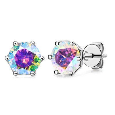 Moissanite Stud Earrings Sterling Silver VVS D Sparkle - Smarsty