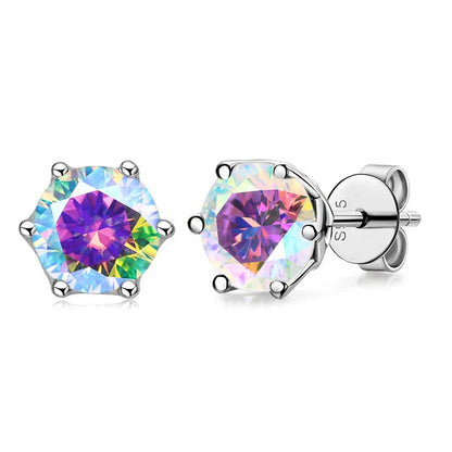Moissanite Stud Earrings Sterling Silver VVS D Sparkle - Smarsty