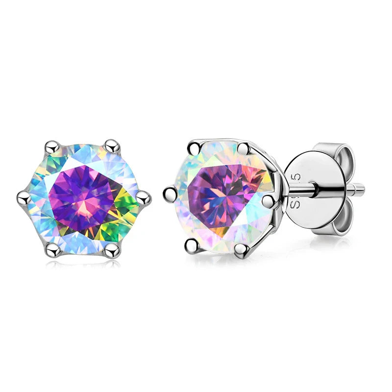 Moissanite Stud Earrings Sterling Silver VVS D Sparkle - Smarsty