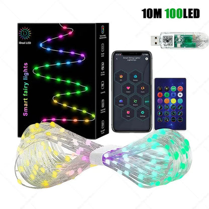 Smart Christmas Tree Lights with Remote & App Control 400 RGB LED Beads Music Sync Timer for Festive Holiday Christmas Decor