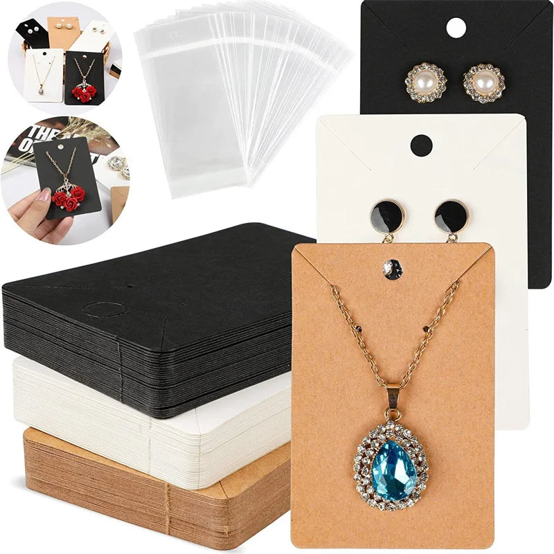 50 Pack Blank Jewelry Cards for Necklaces and Earrings - Smarsty