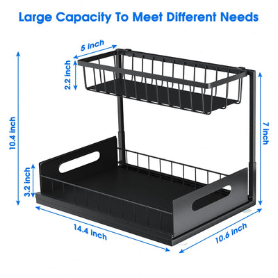 Under Sink 2 Tier Sliding Cabinet Basket Organizer Drawer Pull Out Cabinet Multi-Purpose Sink Organizer for Bathroom Kitchen by Smarsty