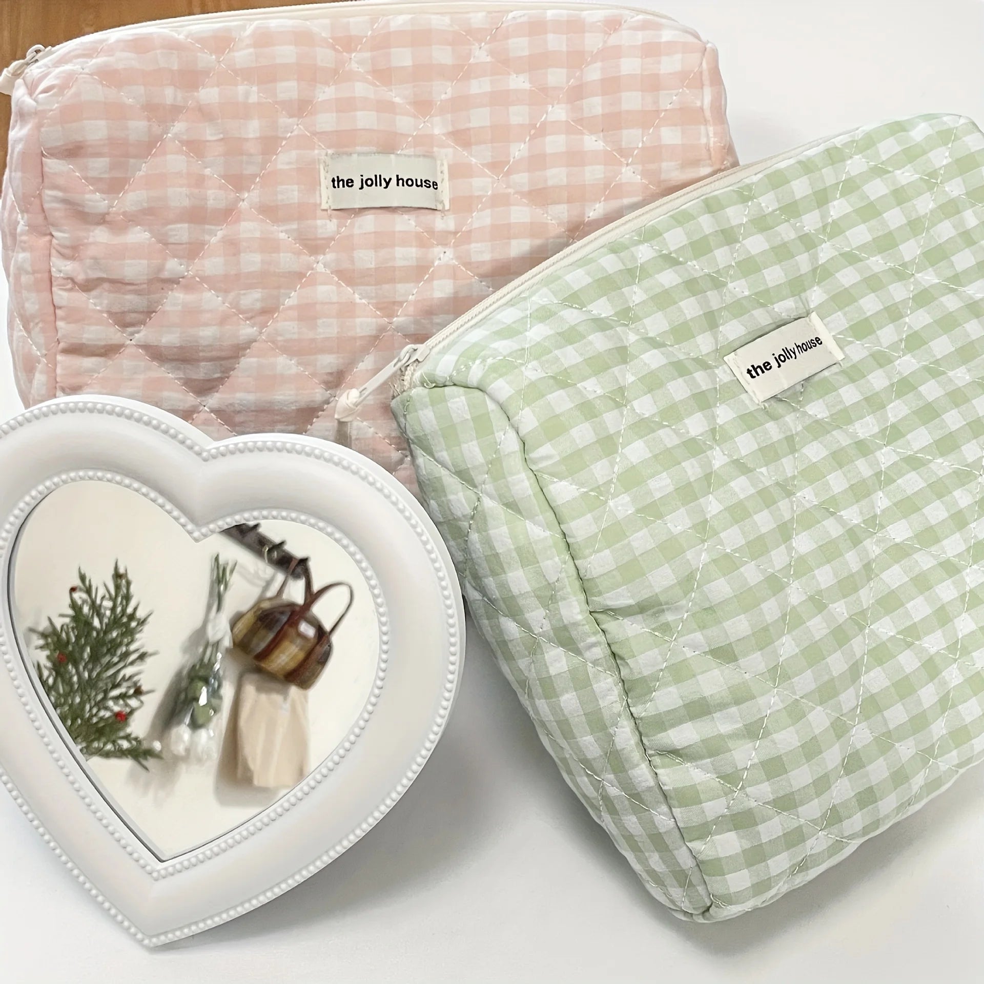 Solid Color Plaid Makeup Bag Travel Cosmetic Organizer - Smarsty