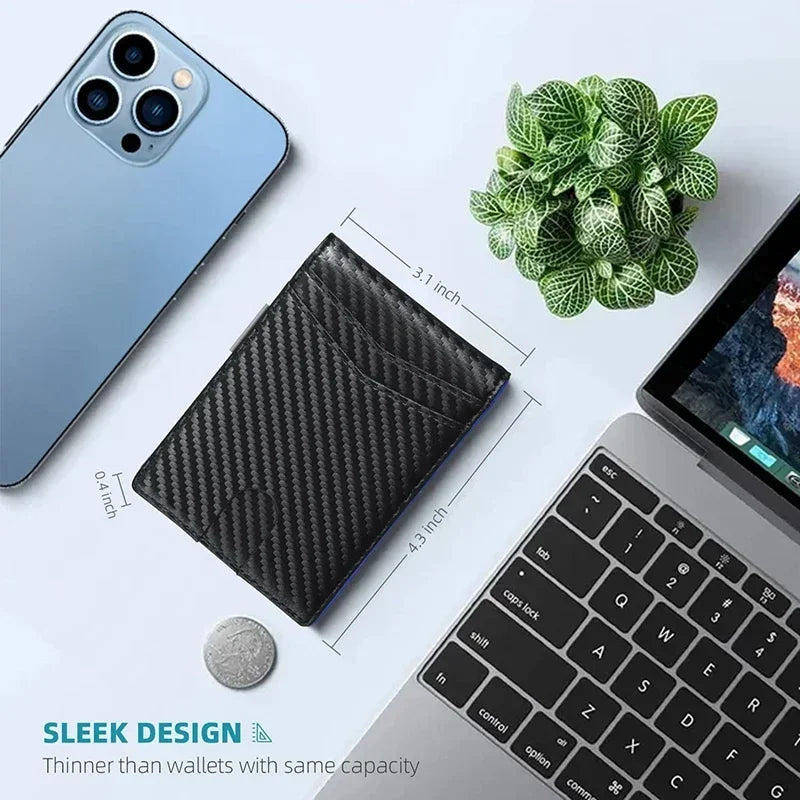 Rfid Carbon Fiber Luxury Men Wallets Money Bag Slim Thin Man Card Holder Wallet for Men Small Short Purse Male Vallet Billfold - Smarsty
