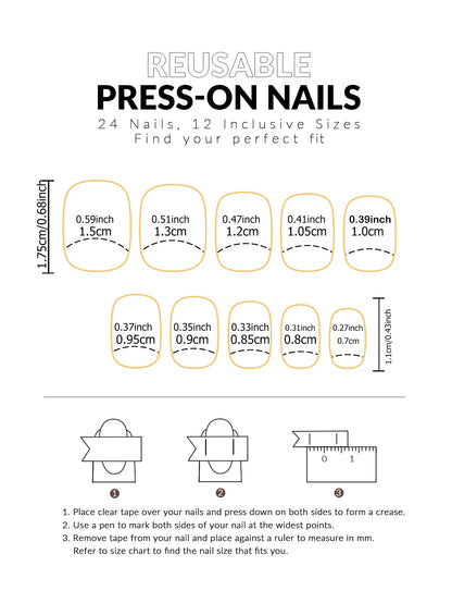 24pcs Press On Nails Black Medium Square Design - Smarsty