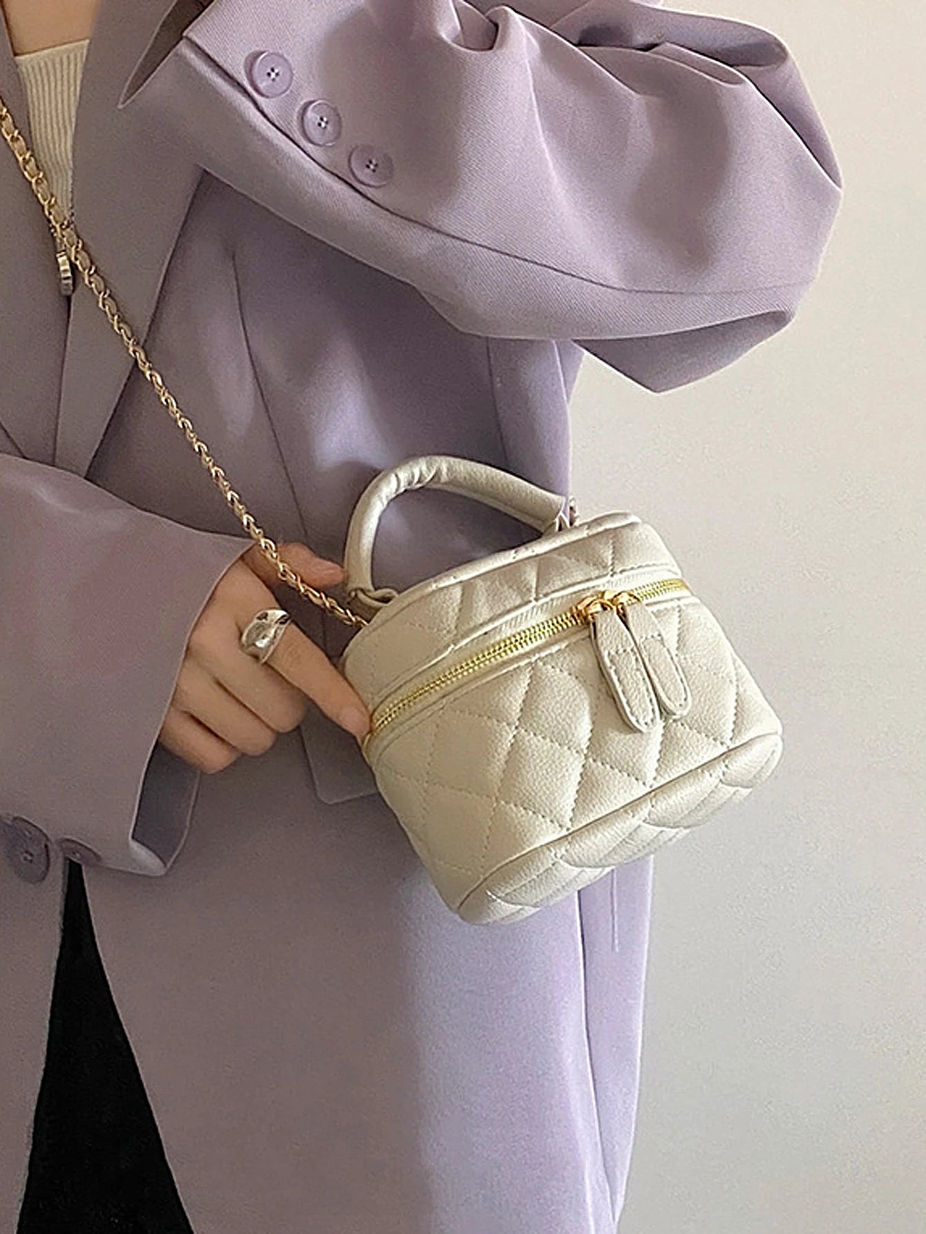 Mini Quilted Crossbody Bag PU Leather Designer Style - Smarsty