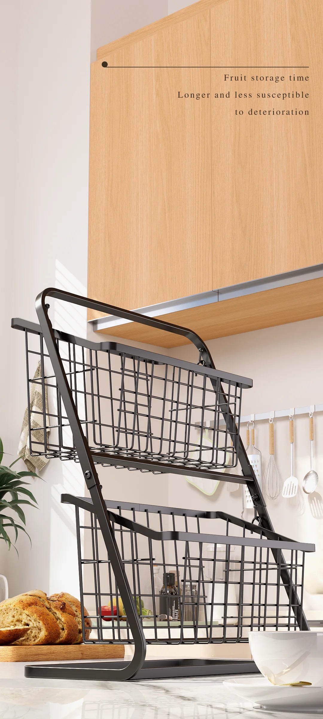 Kitchen Vegetable Storage Shelf, Black Floor To Ceiling Multi-layer Vegetable Rack, Household Vegetable And Fruit Storage Basket