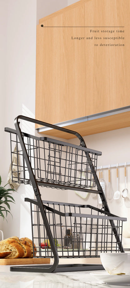 Kitchen Vegetable Storage Shelf, Black Floor To Ceiling Multi-layer Vegetable Rack, Household Vegetable And Fruit Storage Basket