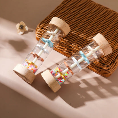 Montessori Baby Rain Stick Rainbow Hourglass Rain Music Rattle Baby Educational Toy Colorful Montessori Sensory Toys for Kids - Smarsty