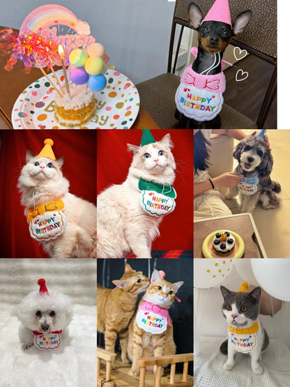 Adjustable Pet Birthday Hat and Bandana Set - Smarsty