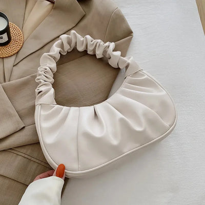 Pleated PU Cloud Bag For Women Shoulder Handbag Everyday - Smarsty