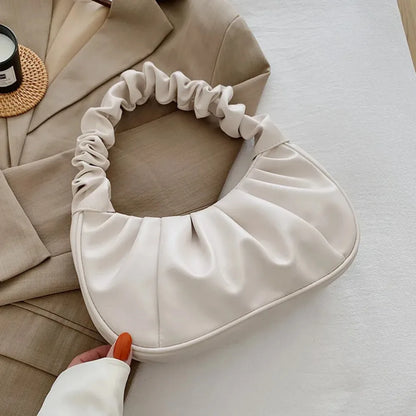 Pleated PU Cloud Bag For Women Shoulder Handbag Everyday - Smarsty