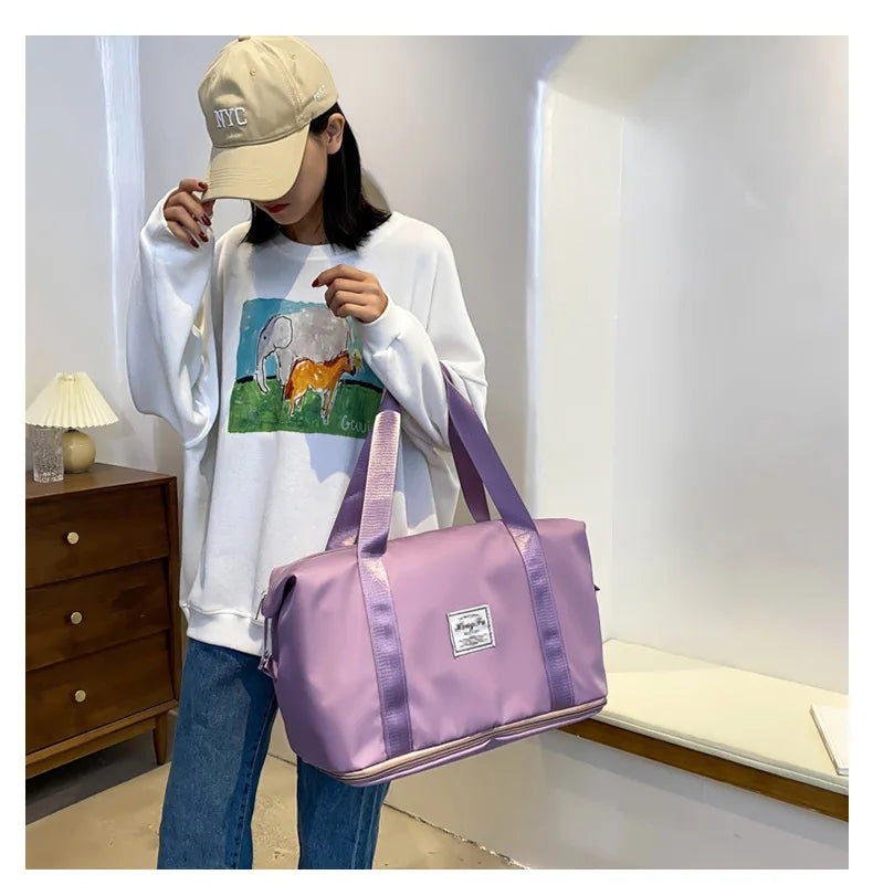 Waterproof Nylon Travel Duffle Bag for Women Large Capacity - Smarsty