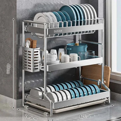 New Dish Drainer Kitchen Storage Organization Stainless Steels Drainer Kitchen Dishes Kitchenware Tableware Drainer Board Rack by Smarsty